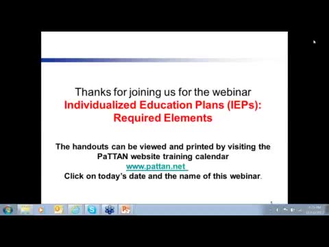 Developing Individualized Education Programs (IEPs): Required Elements